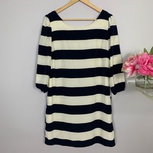 DUO navy and white striped dress with back zip